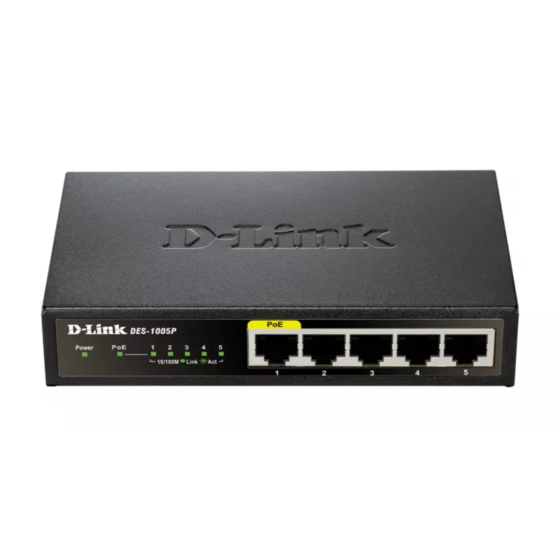 D-Link DES-1005P Nevaldomas L2 Fast Ethernet (10/100) Power over Ethernet (PoE) Juodas