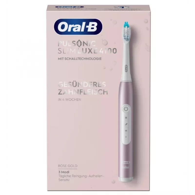 Oral-B Pulsonic plonas Luxe 4100 suaugusiųjų garsinis dantų šepetėlis, rožinio aukso