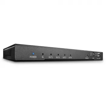 Lindy 4 prievadų HDMI 18G skirstytuvas su garsu ir mažinimo funkcija