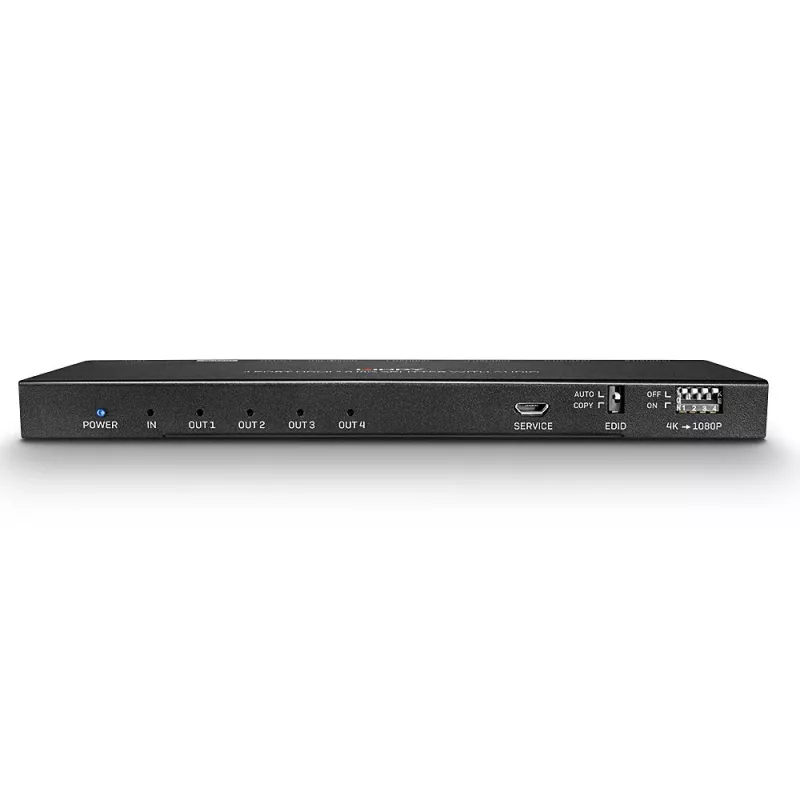 Lindy 4 prievadų HDMI 18G skirstytuvas su garsu ir mažinimo funkcija
