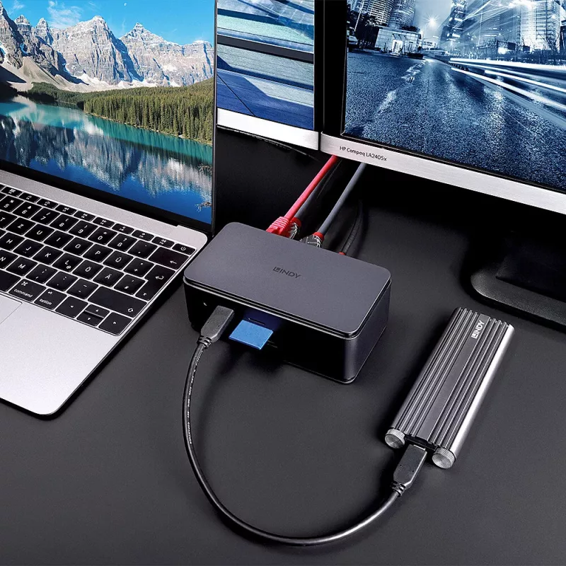 Lindy DST-Pro USB4, USB-C nešiojamojo kompiuterio prijungimo stotelė