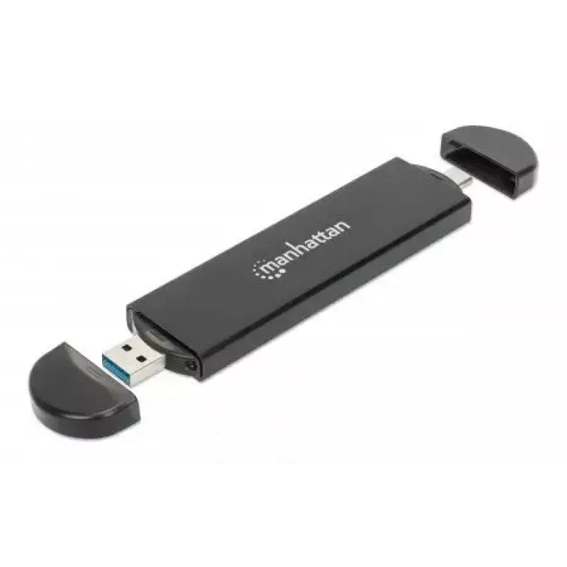 SSD korpusas Manhattan M.2 NVMe SATA USB-C USB-A 10 Gbps juodas