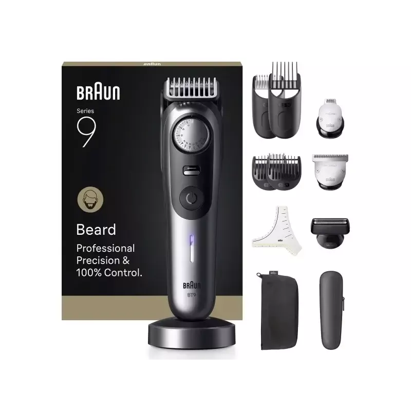 Braun BeardTrimmer 9 BT9560 Baterija 52 2 cm Drėgnas ir Sausas Juoda, Pilka