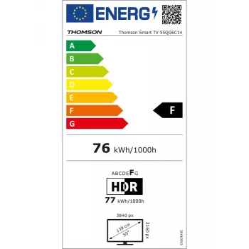 Televizorius Thomson Q70 serija 55QG6C14 — 55 colių QLED 4K Ultra HD (3840×2160), Google TV, Wi‑Fi, DVB-C/S/T/T2