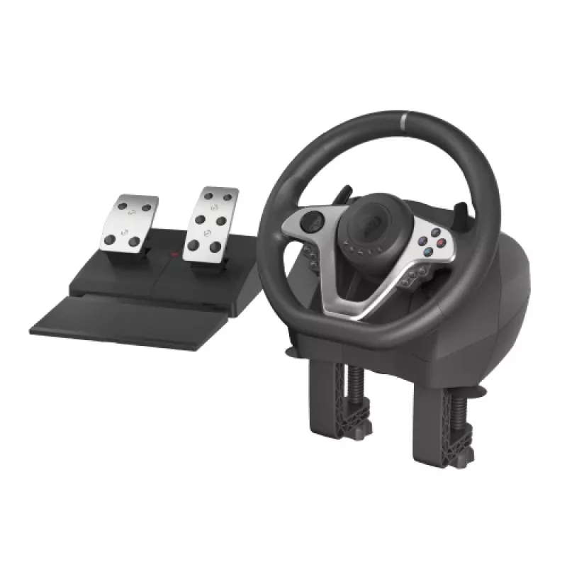 GENESIS Seaborg 400 Juoda, Sidabrinė USB vairalazdė + pedalai Nintendo Switch, PC, PlayStation 4, Playstation 3, Xbox 360, Xbox One, Xbox One S, Xbox One X