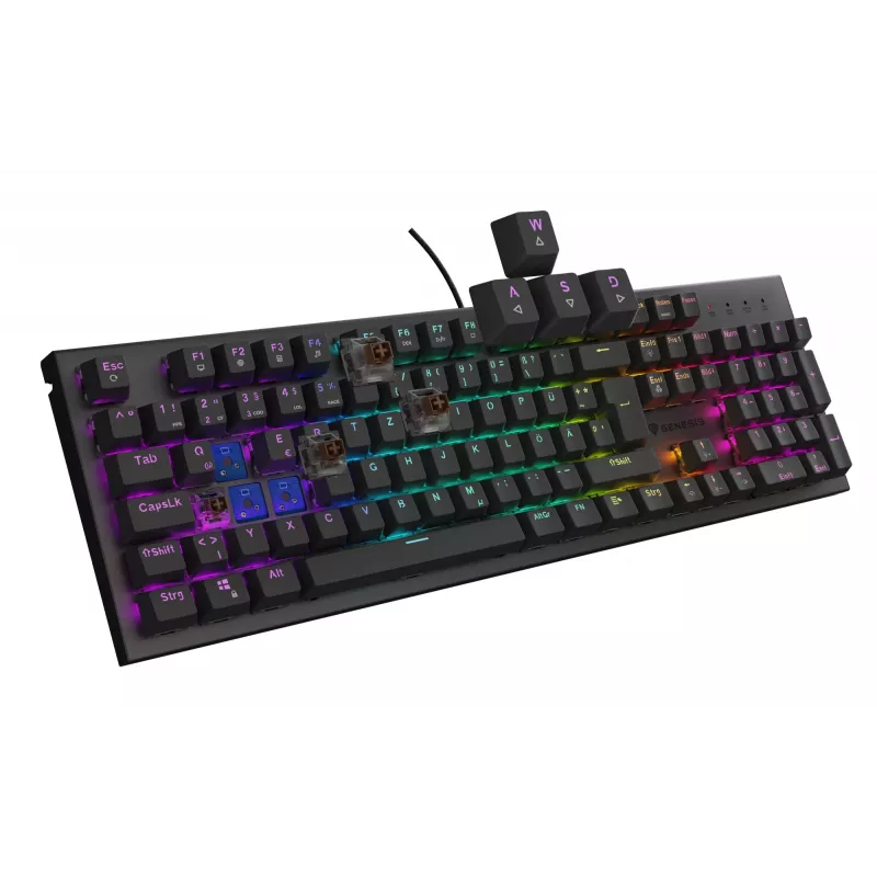 GENESIS Thor 303 klaviatūra, žaidimų, USB, QWERTZ, vokiška, juoda, mechaninė, RGB