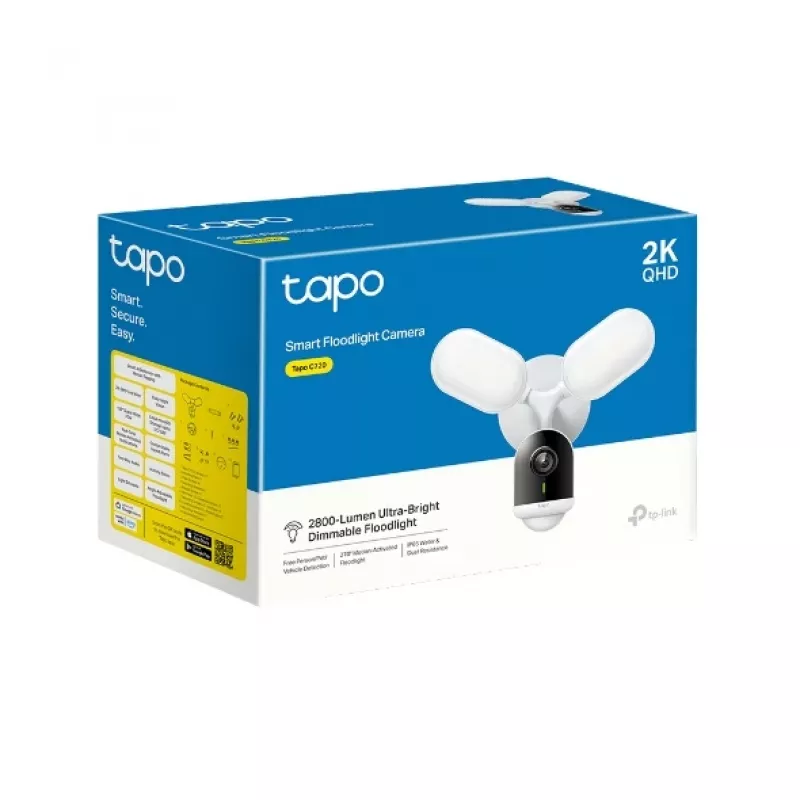 TP-Link išmanusis prožektorinis fotoaparatas, IP stebėjimo kamera, lauke, laidinis ir belaidis, 2800 lm, 5000 K, sieninis