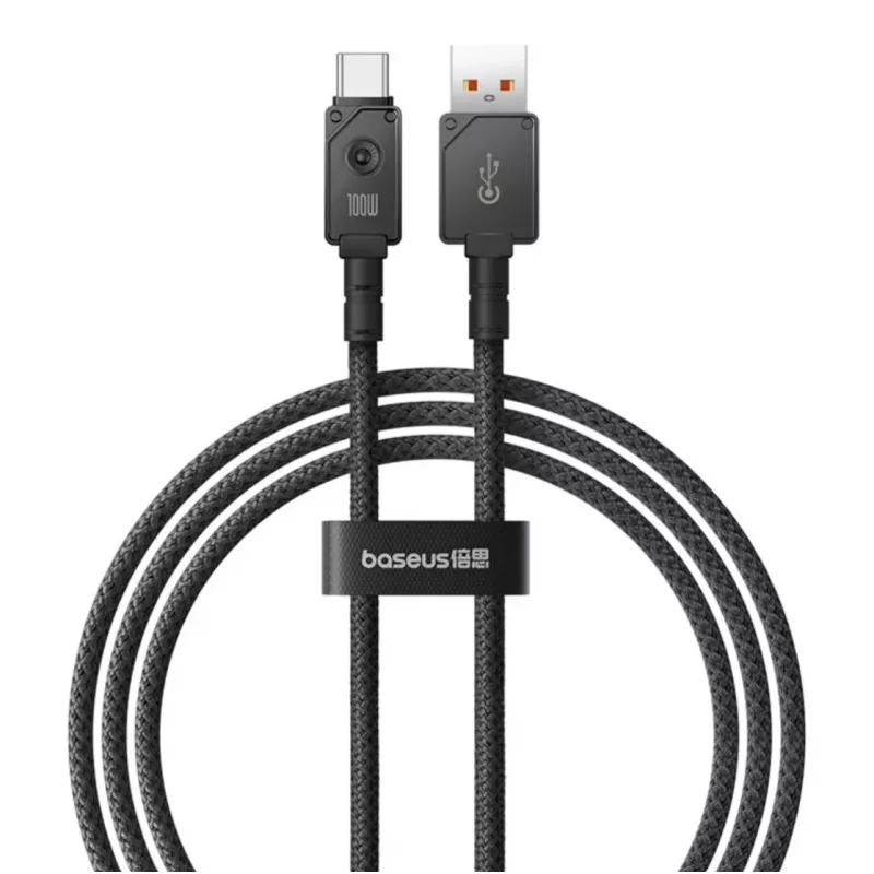 BASEUS greito įkrovimo duomenų laidas – nesunaikinamas 100W USB-A į Type-C (6A) – 1m juodas
