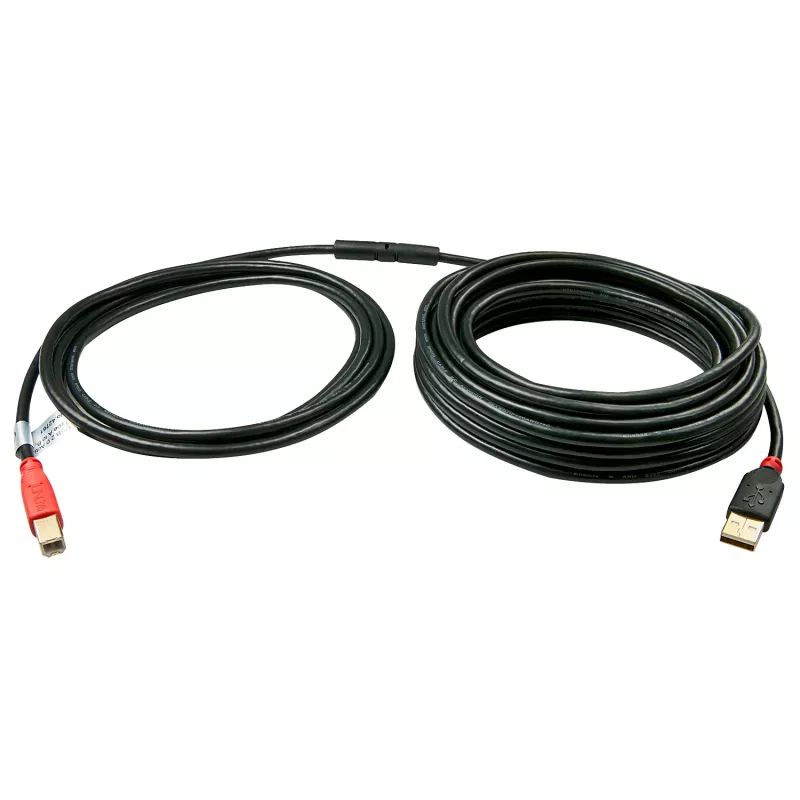Lindy 15 m USB 2.0 A į B aktyvusis kabelis, 15 m, USB A, USB B, USB 2.0, Male/Male, juodas, raudonas