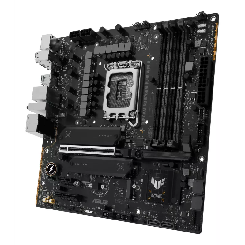 Motininė plokštė ASUS TUF GAMING B760M-PLUS WIFI II — Intel B760, LGA 1700, micro ATX, DDR5, 4 DIMM, Wi‑Fi 6E, 2.5 Gb LAN