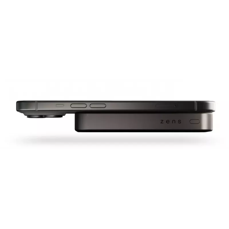 ZENS Powerbank plonas Qi2 Al 10000mAh Juoda