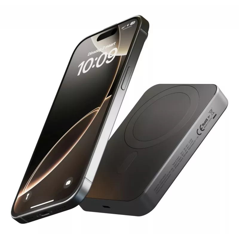 ZENS Powerbank plonas Qi2 Al 10000mAh Juoda