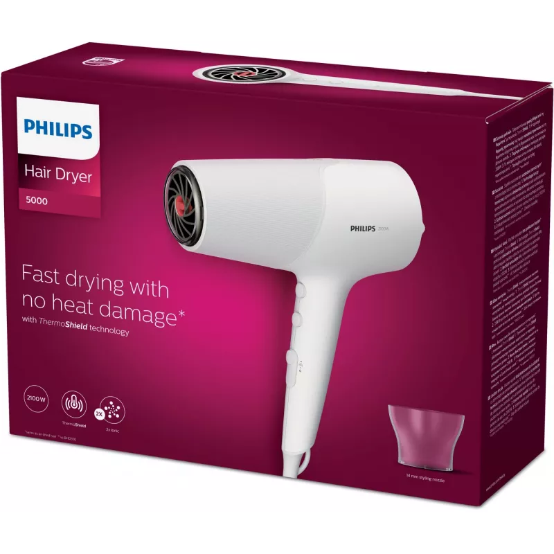 Philips 5000 serijos BHD500/00 plaukų džiovintuvas 2100 W Balta