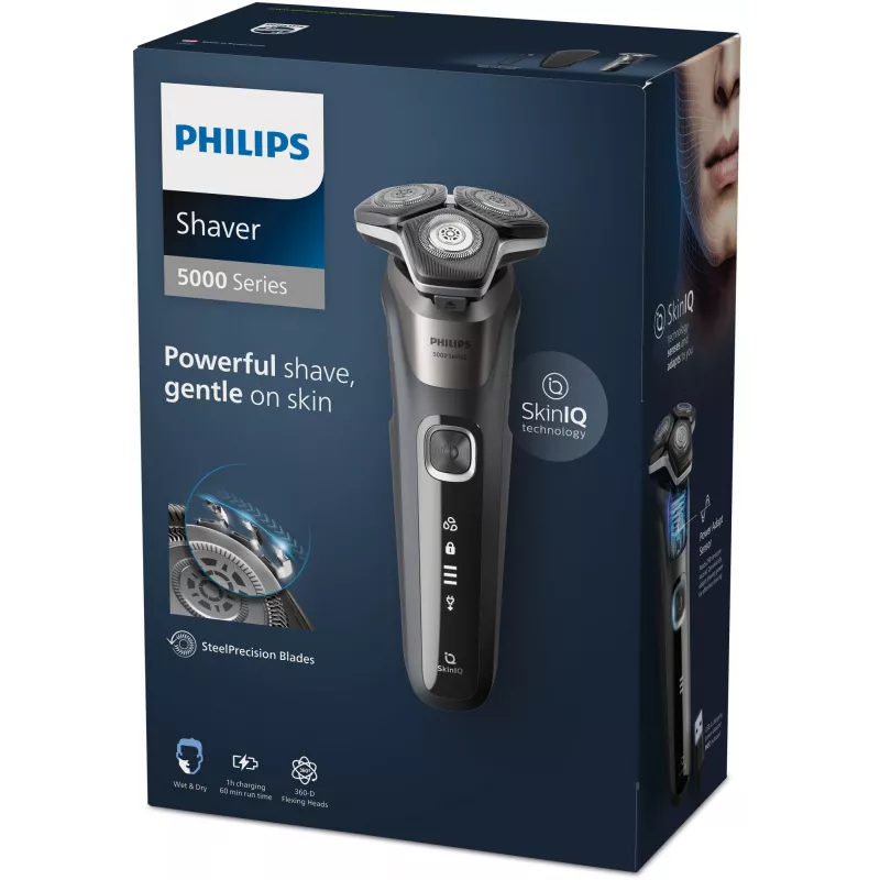 Philips SHAVER Series 5000 S5887/30 vyrų skutimosi prietaisas, rotacinis skustuvas, juoda, pilka