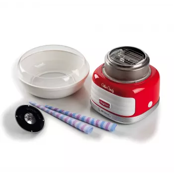 Ariete Cotton Candy saldainių vatos aparatas, 450 W, raudonas, raudonas, kieti saldainiai, granuliuotas cukrus, 500 W, 280 mm, 280 mm, 265 mm