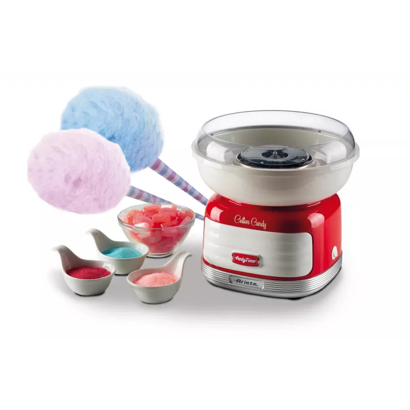 Ariete Cotton Candy saldainių vatos aparatas, 450 W, raudonas, raudonas, kieti saldainiai, granuliuotas cukrus, 500 W, 280 mm, 280 mm, 265 mm