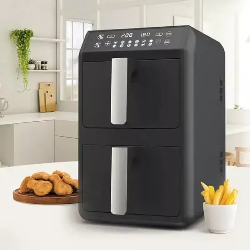Elektrinė oro gruzdintuvė Maestro MR-761, 10 l talpa, 2400 W, 12 programų, 80–200 °C, dviguba konstrukcija, juoda