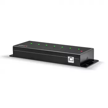 Lindy 7 prievadų USB 2.0 metalinis šakotuvas, USB 2.0 Type-B, USB 2.0, 480 Mbit/s, juodas, metalas, 1,8 m