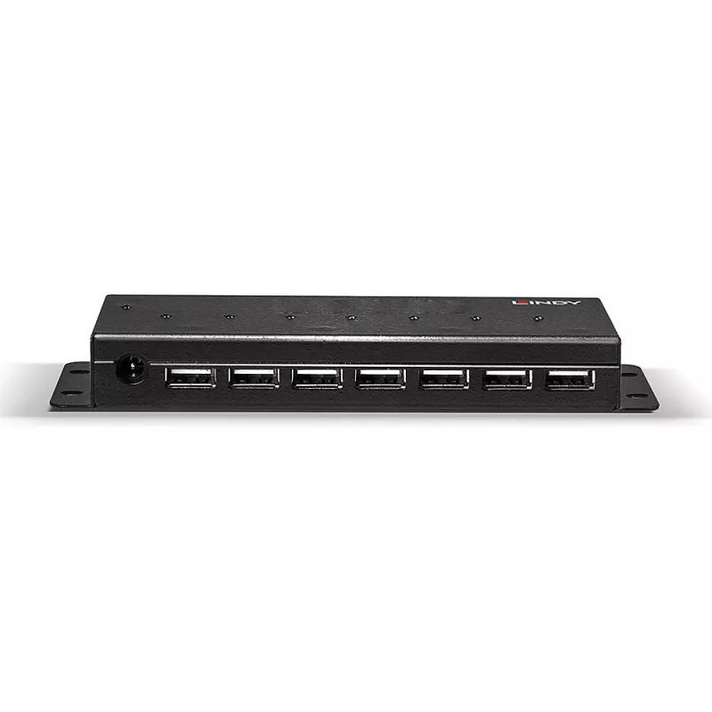 Lindy 7 prievadų USB 2.0 metalinis šakotuvas, USB 2.0 Type-B, USB 2.0, 480 Mbit/s, juodas, metalas, 1,8 m