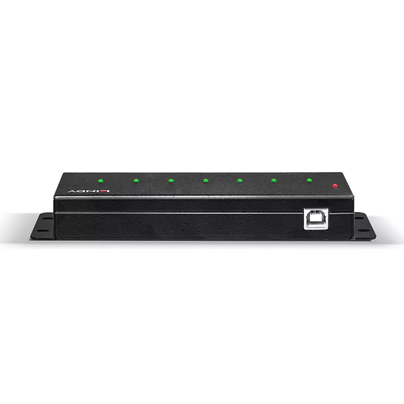 Lindy 7 prievadų USB 2.0 metalinis šakotuvas, USB 2.0 Type-B, USB 2.0, 480 Mbit/s, juodas, metalas, 1,8 m