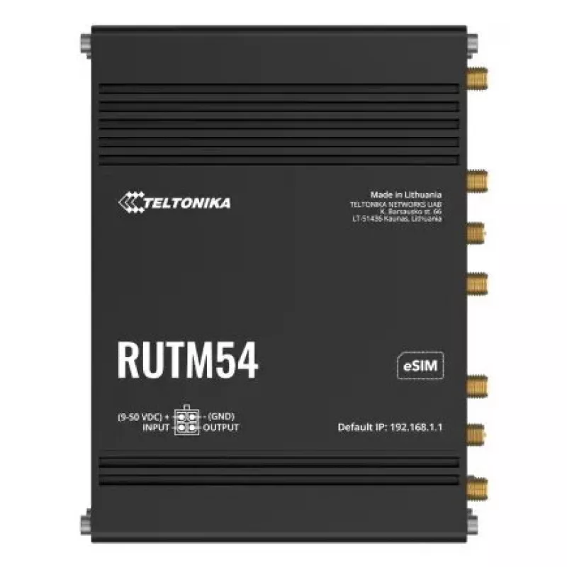 Belaidis maršrutizatorius Teltonika RUTM54 Gigabit Ethernet dviejų juostų 5G juodas