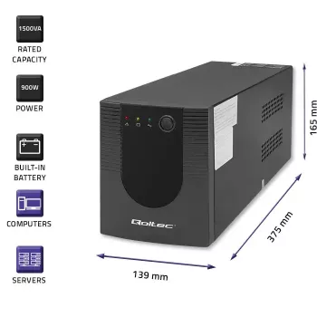Qoltec UPS 53776 Line-Interactive 1,5 kVA 900 W 4 kintamosios srovės lizdų
