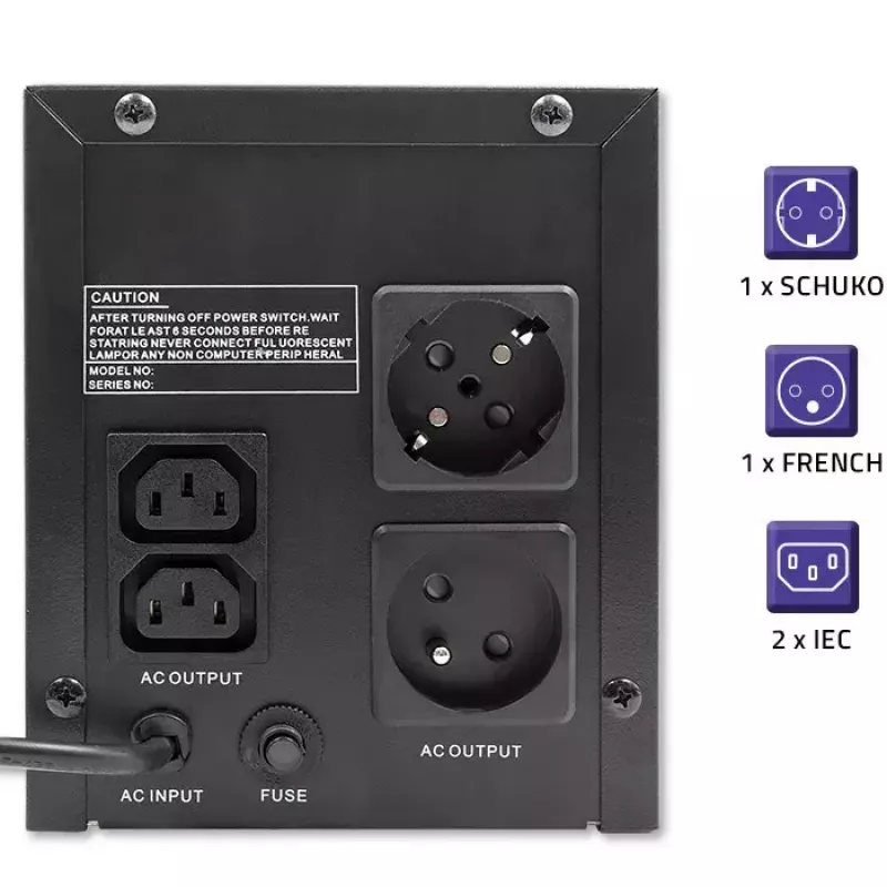 Qoltec UPS 53776 Line-Interactive 1,5 kVA 900 W 4 kintamosios srovės lizdų