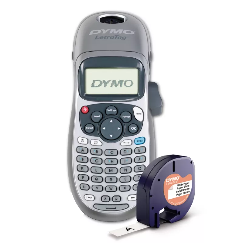 DYMO LetraTag LT-100H rankinis etikečių spausdintuvas | ABC klaviatūros etikečių spausdintuvas su lengvai naudojamu 13 simbolių LCD ekranu | namams ar biurui | sidabrinis