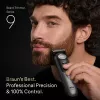 Braun BeardTrimmer 9 BT9560 barzdaskutė Baterija 52 2 cm Drėgnam ir sausam naudojimui Juoda, Sidabrinė