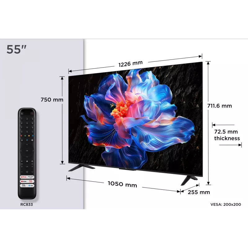 TCL 55P69K TV 139,7 cm (55 coliai) 4K Ultra HD išmanusis televizorius Wi-Fi juodos spalvos