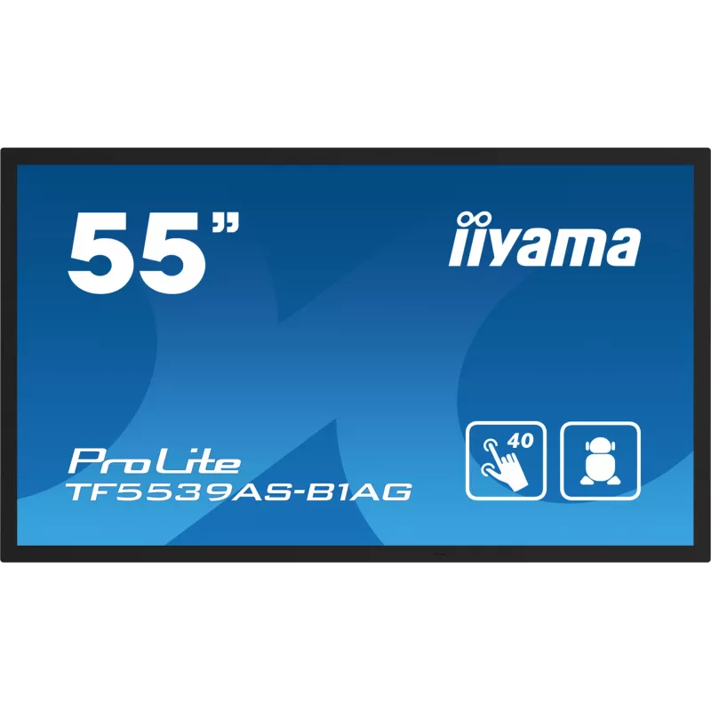 iiyama TF5539AS-B1AG Skelbimų ekranas Kiosko dizainas 138,7 cm (54,6 col.) LED 435 cd/m² 4K Ultra HD Juoda Liečiamasis ekranas Integruotas procesorius Android 11 24/7