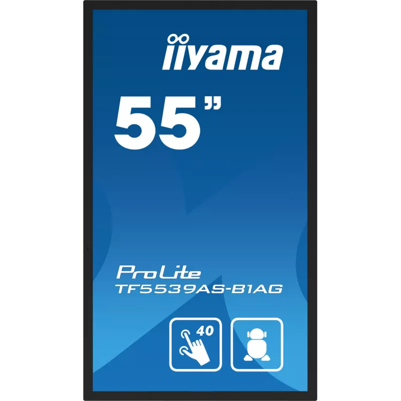 iiyama TF5539AS-B1AG Skelbimų ekranas Kiosko dizainas 138,7 cm (54,6 col.) LED 435 cd/m² 4K Ultra HD Juoda Liečiamasis ekranas Integruotas procesorius Android 11 24/7