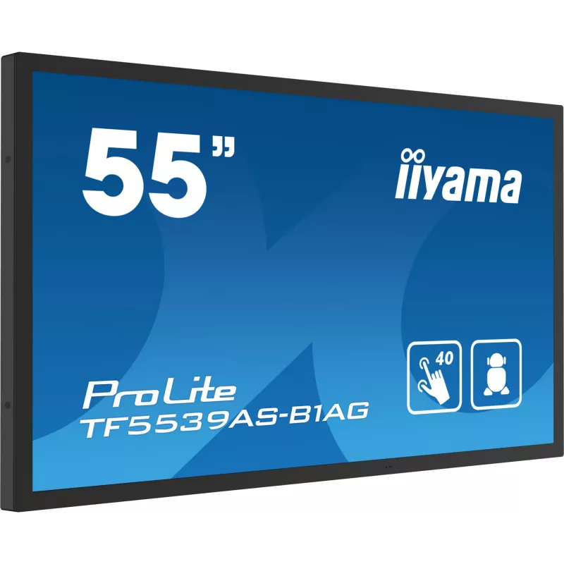 iiyama TF5539AS-B1AG Skelbimų ekranas Kiosko dizainas 138,7 cm (54,6 col.) LED 435 cd/m² 4K Ultra HD Juoda Liečiamasis ekranas Integruotas procesorius Android 11 24/7
