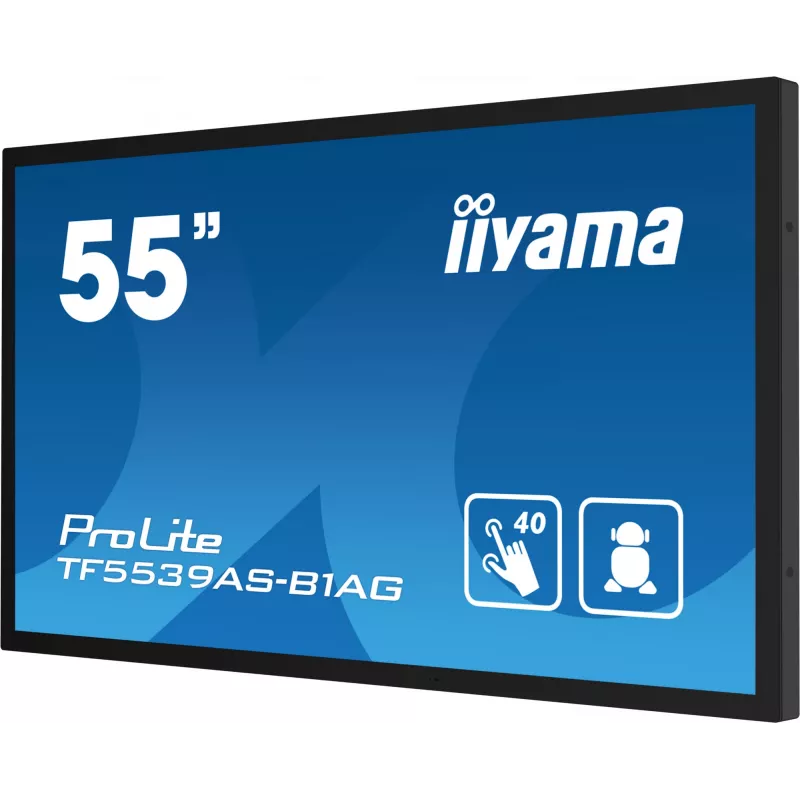 iiyama TF5539AS-B1AG Skelbimų ekranas Kiosko dizainas 138,7 cm (54,6 col.) LED 435 cd/m² 4K Ultra HD Juoda Liečiamasis ekranas Integruotas procesorius Android 11 24/7