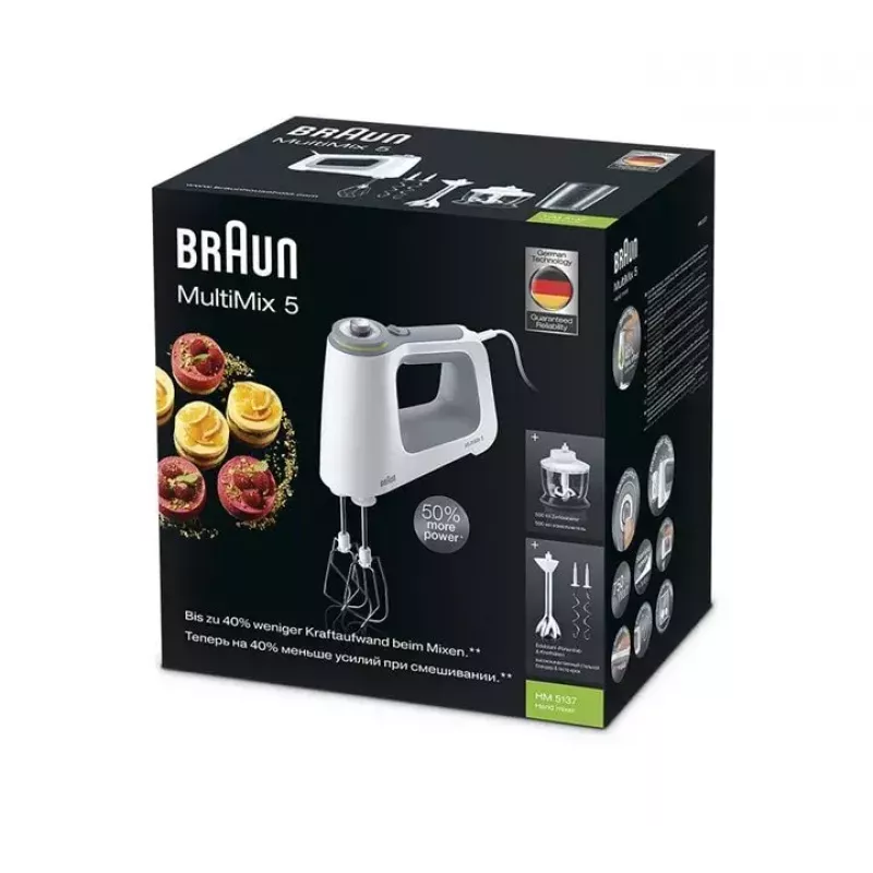 Braun MultiMix 5 HM 5137 rankinis plakiklis 750 W pilka, balta