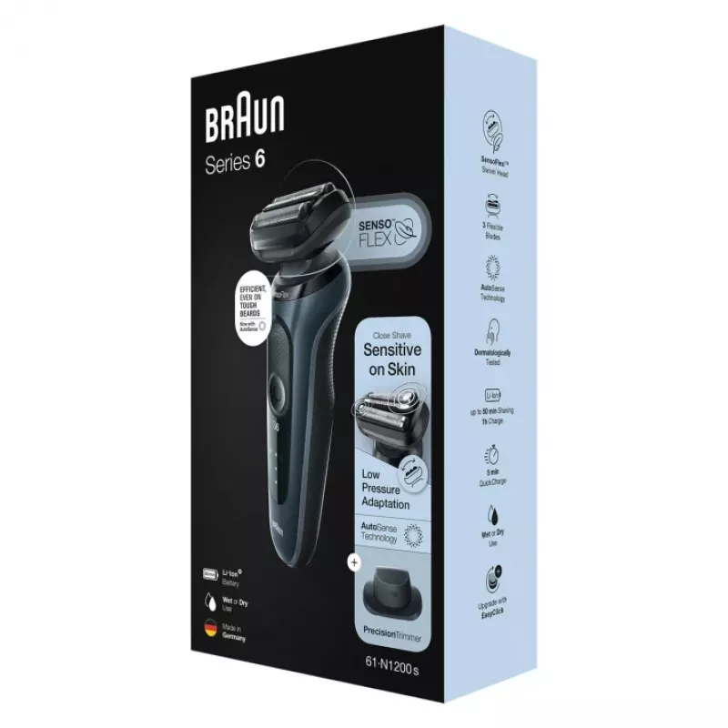 Braun Series 6 61-N1200s Folijinis skutimosi peiliukas Trimeris Juoda