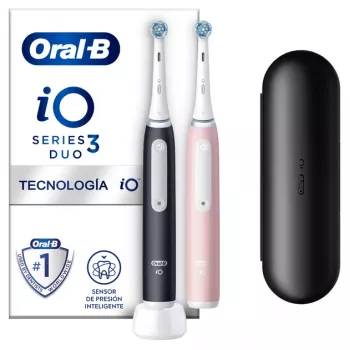 „Oral-B iO3 Duo“ suaugusiųjų vibracinis dantų šepetėlis, juodas, rožinis, baltas