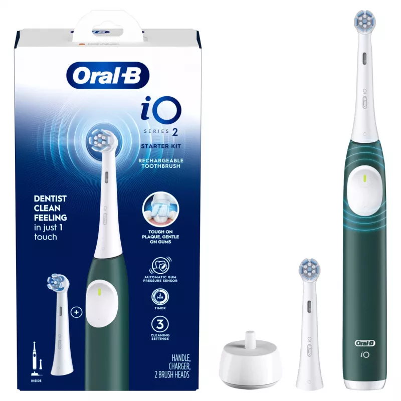 Elektrinis dantų šepetėlis BRAUN Oral‑B iO Series 2 Green įkraunamas su kelioniniu dėklu