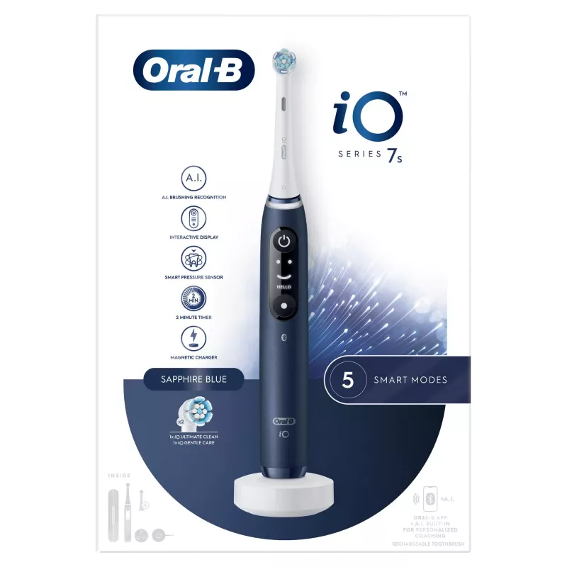 Oral-B iO 7S suaugusiems osciliuojantis dantų šepetėlis mėlynas, baltas