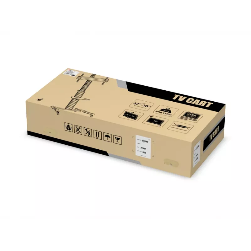 Equip 650602 37-70“ 90° pasukamas vieno ekrano LFD vežimėlis, 50 kg, 94 cm (37 col.), 177,8 cm (70 col.), 200 x 200 mm, 600 x 400 mm, -12 - 5°