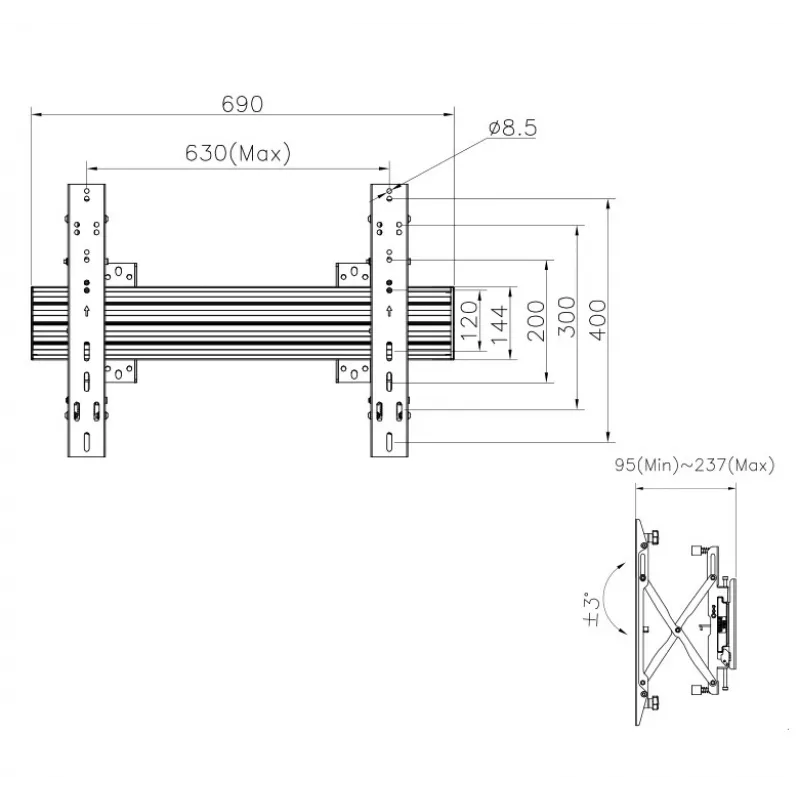 „Equip“ 37–65 colių modulinis „Push-In Pop-Out“ televizoriaus sieninis laikiklis