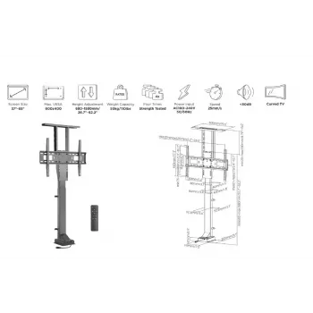 Motorizuotas nuotolinio valdymo televizoriaus stovas Equip 37–65 col.