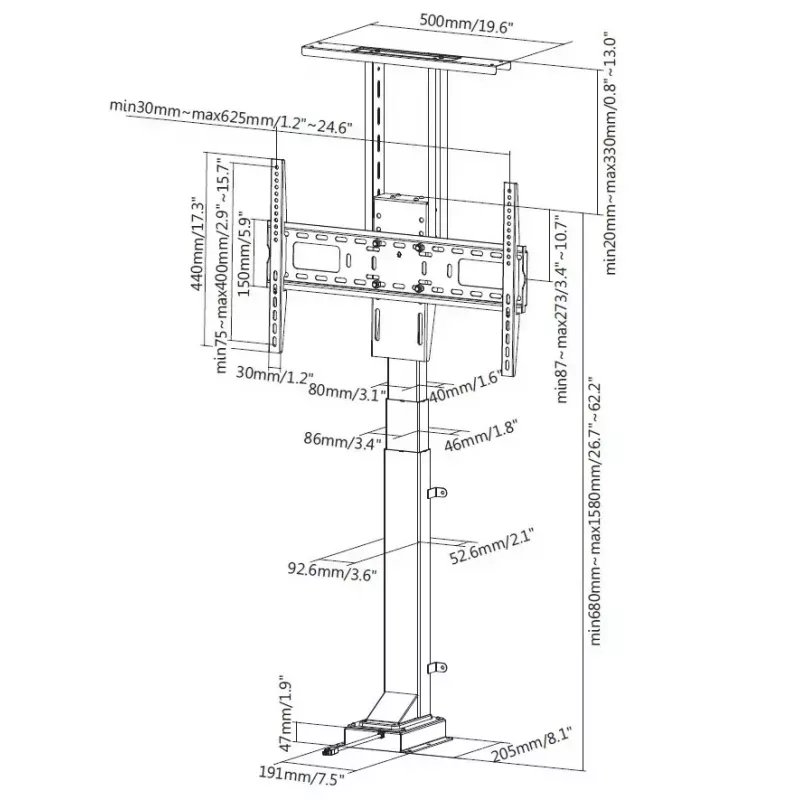 Motorizuotas nuotolinio valdymo televizoriaus stovas Equip 37–65 col.