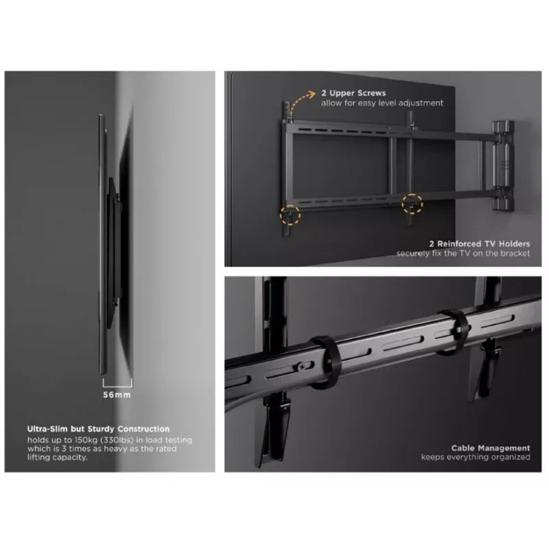 Equip 32 col.–75 col. motorizuotas TV pasukamas tvirtinimo laikiklis, 50 kg, 81,3 cm (32 col.), 190,5 cm (75 col.), 200 x 200 mm, 600 x 400 mm, juodas