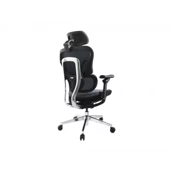 „Equip“ ergonomiška aukščiausios kokybės biuro kėdė su galvos atrama ir porankiais, mėlyna juoda