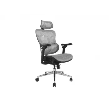 „Equip“ ergonominis aukščiausios kokybės biuro krėslas su galvos atrama ir porankiais, pilkas