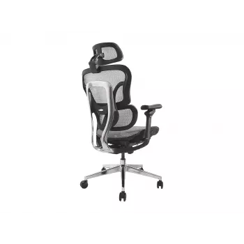 „Equip“ ergonominis aukščiausios kokybės biuro krėslas su galvos atrama ir porankiais, pilkas