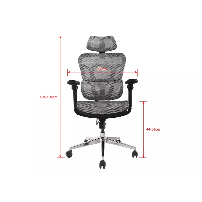 „Equip“ ergonominis aukščiausios kokybės biuro krėslas su galvos atrama ir porankiais, pilkas