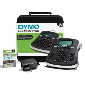 DYMO LabelManager ™ 210D QWERTZ Kitcase, QWERTZ, terminis perkėlimas, 180 x 180 DPI, 12 mm/sek., juoda, pilka