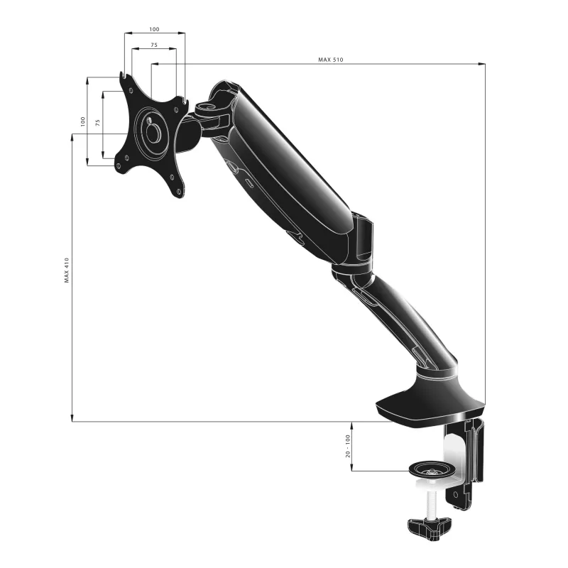 iiyama DS3001C-B1 monitoriaus laikiklis / stovas 68,6 cm (27 col.) Stalinis Juodas